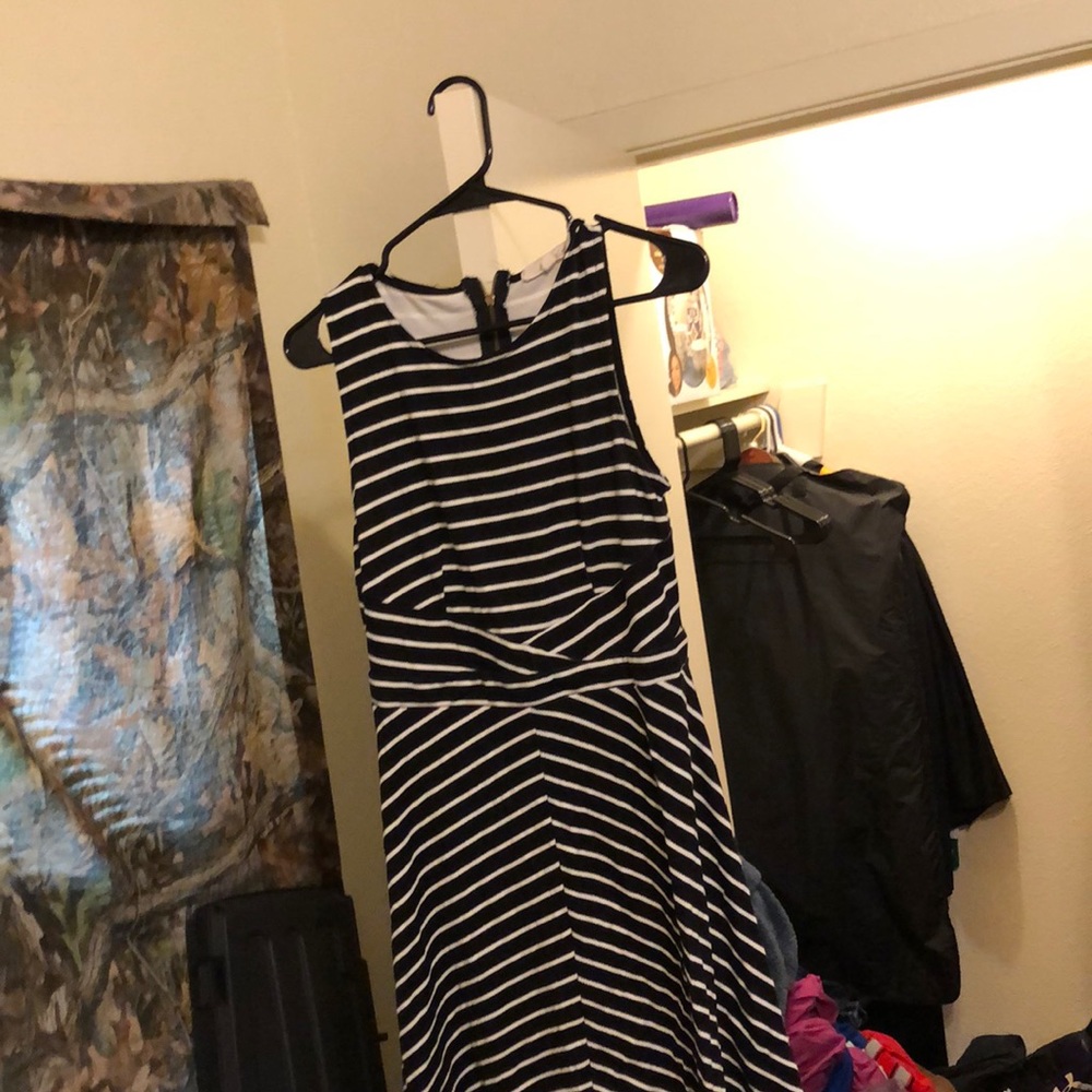 Black and white striped dress
